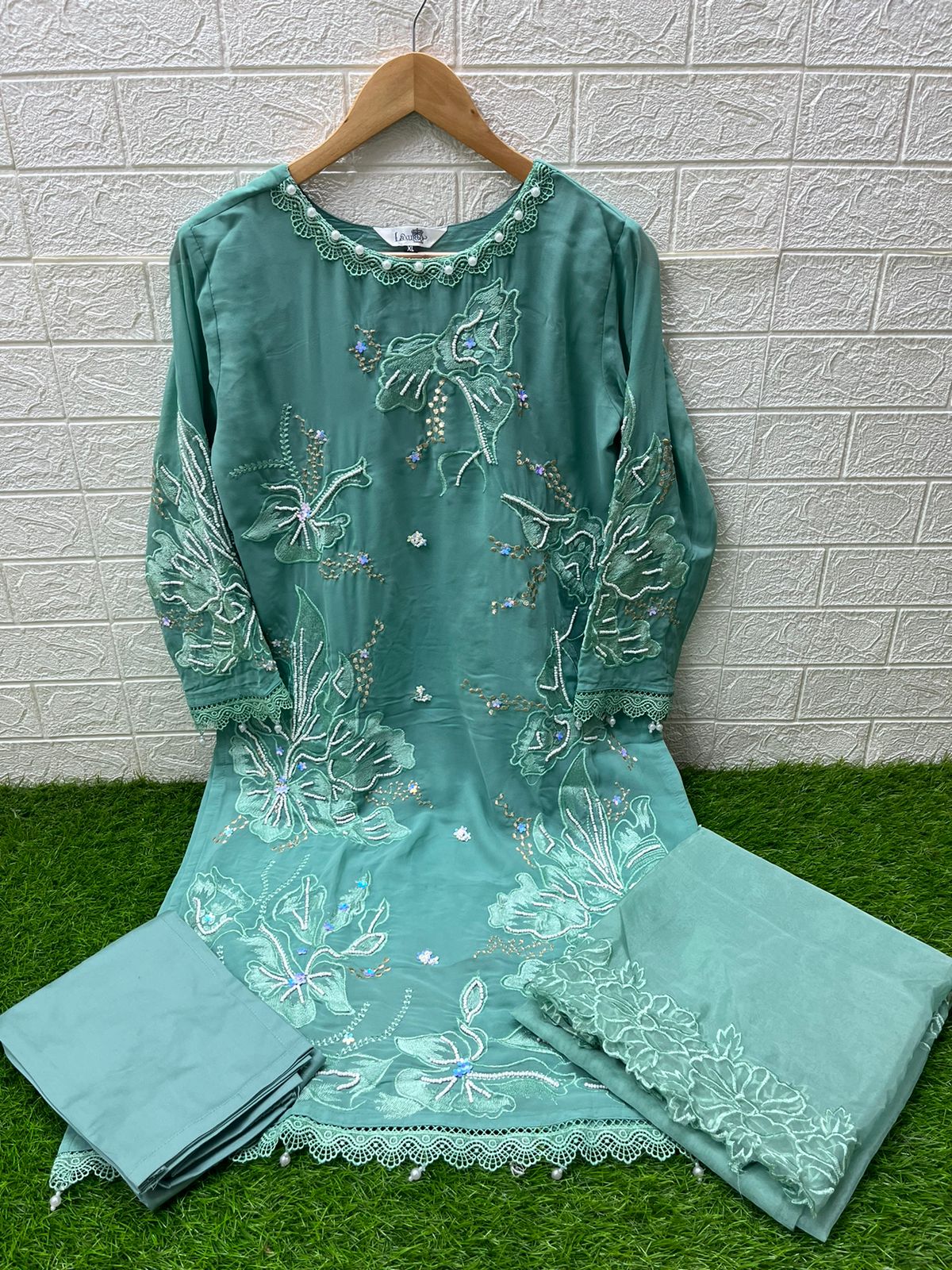 1306 Green Laxuria Trendz Handwork Pakistani Readymade Suits