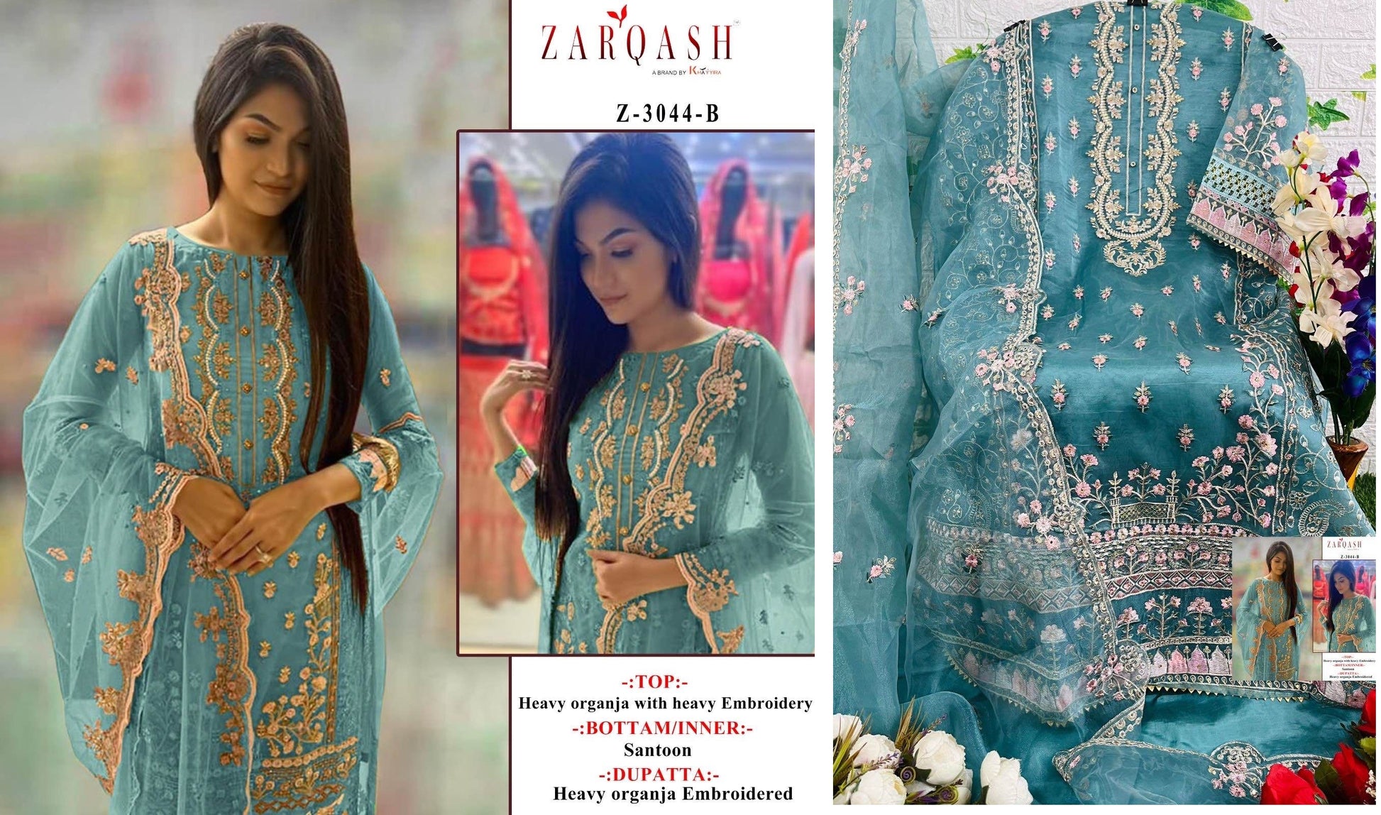 Z-3044-B Zarqash Pakistani Salwar Suits