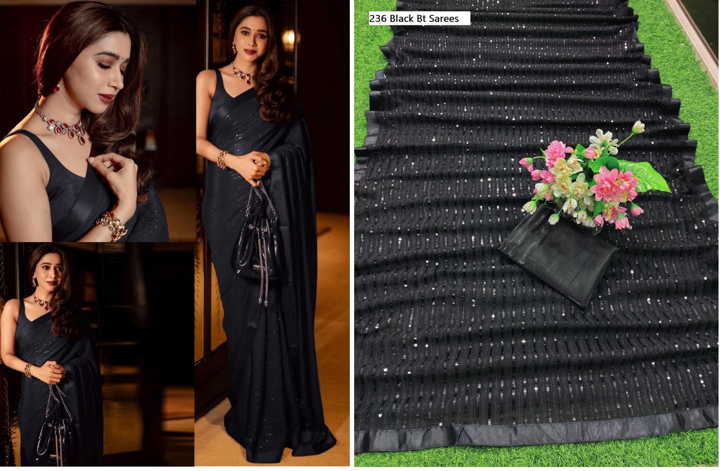 236Black Bt Sarees