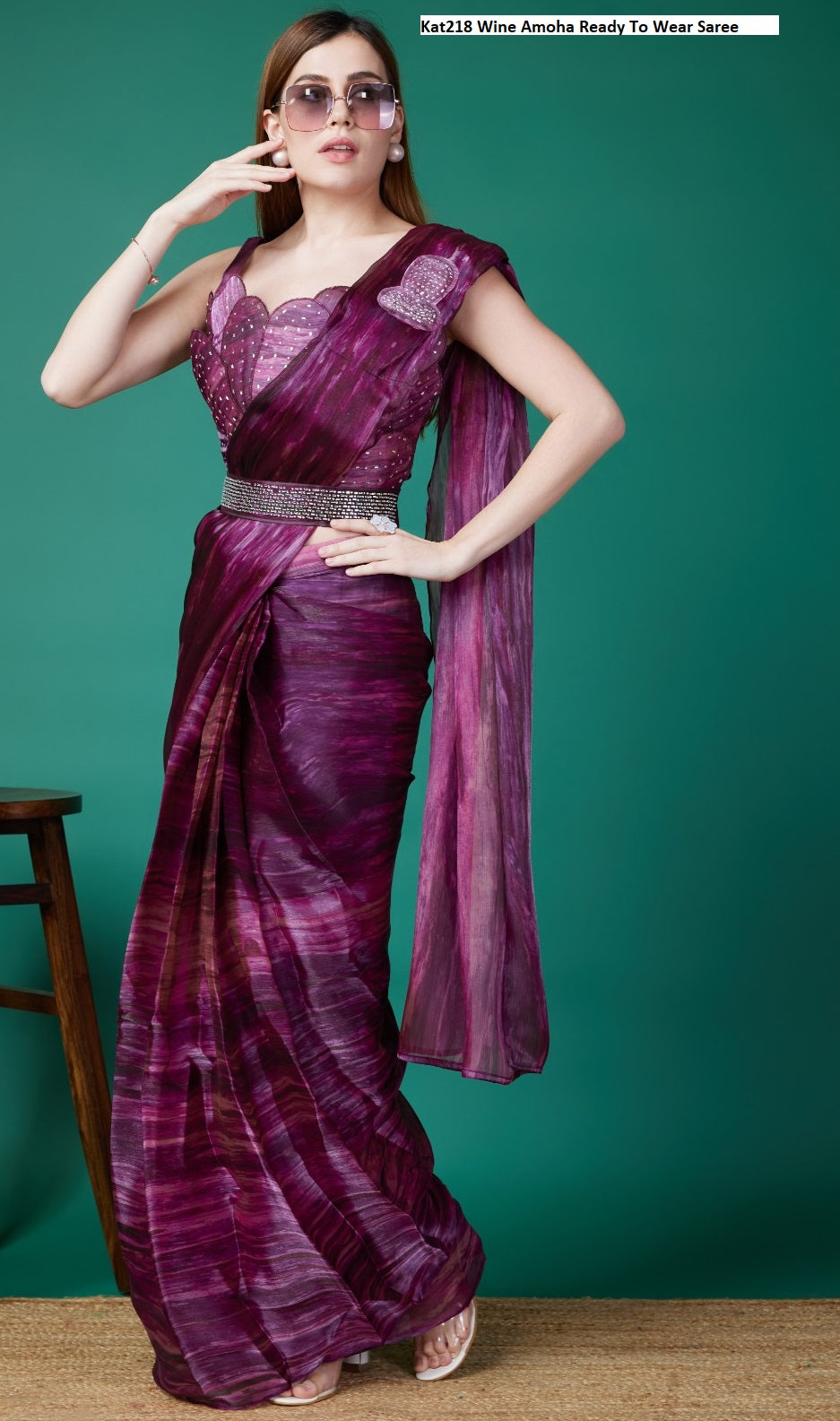 Kat218 Wine Amoha Ready To Wear Saree