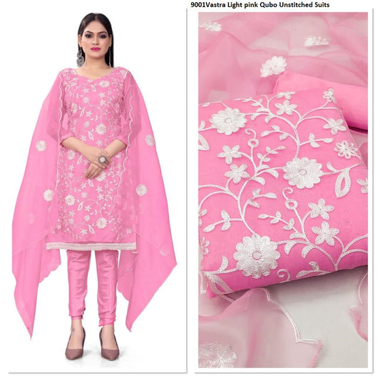 9001Vastra Light Pink Qubo Unstitched Suits