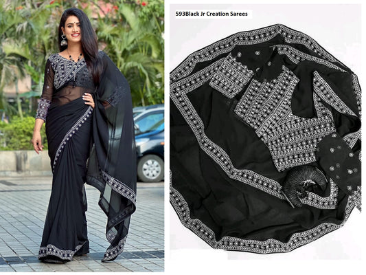 593Black Jr Creation Sarees