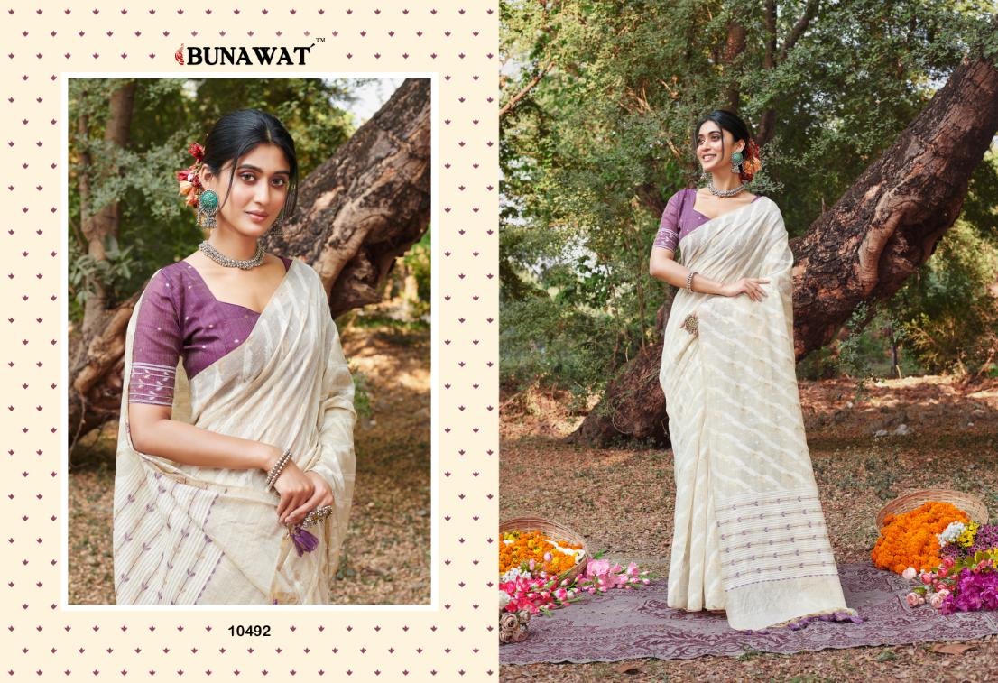 10492 Jari Bunawat Sarees