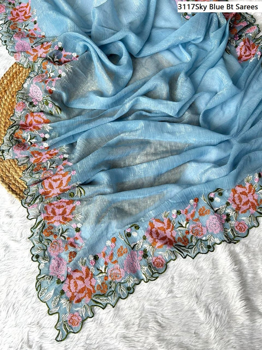 3117Sky Blue Bt Sarees