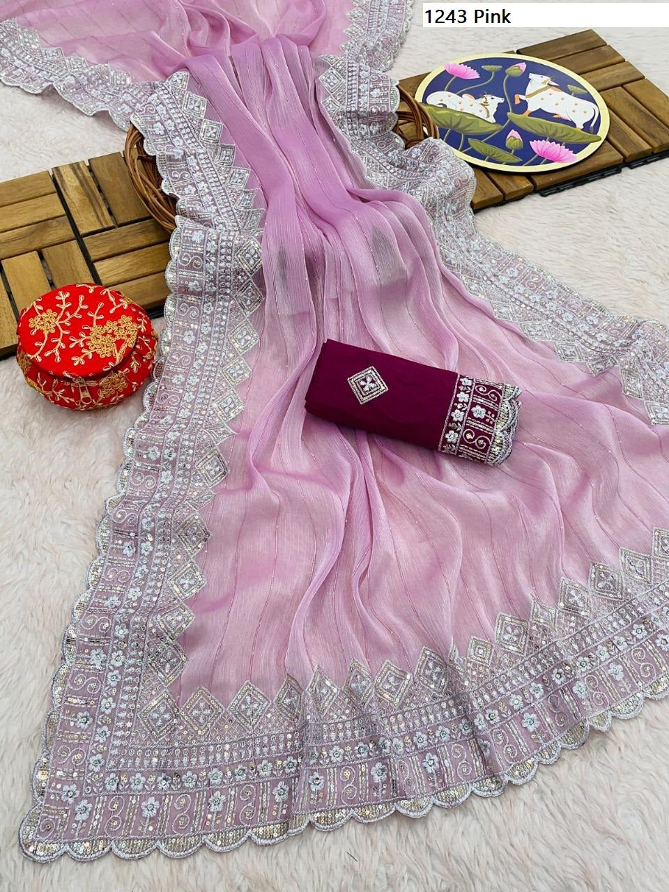 1243Pink Bt Sarees