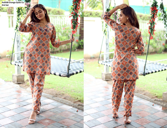 Pv0508Orange Qubo Co Ord Set