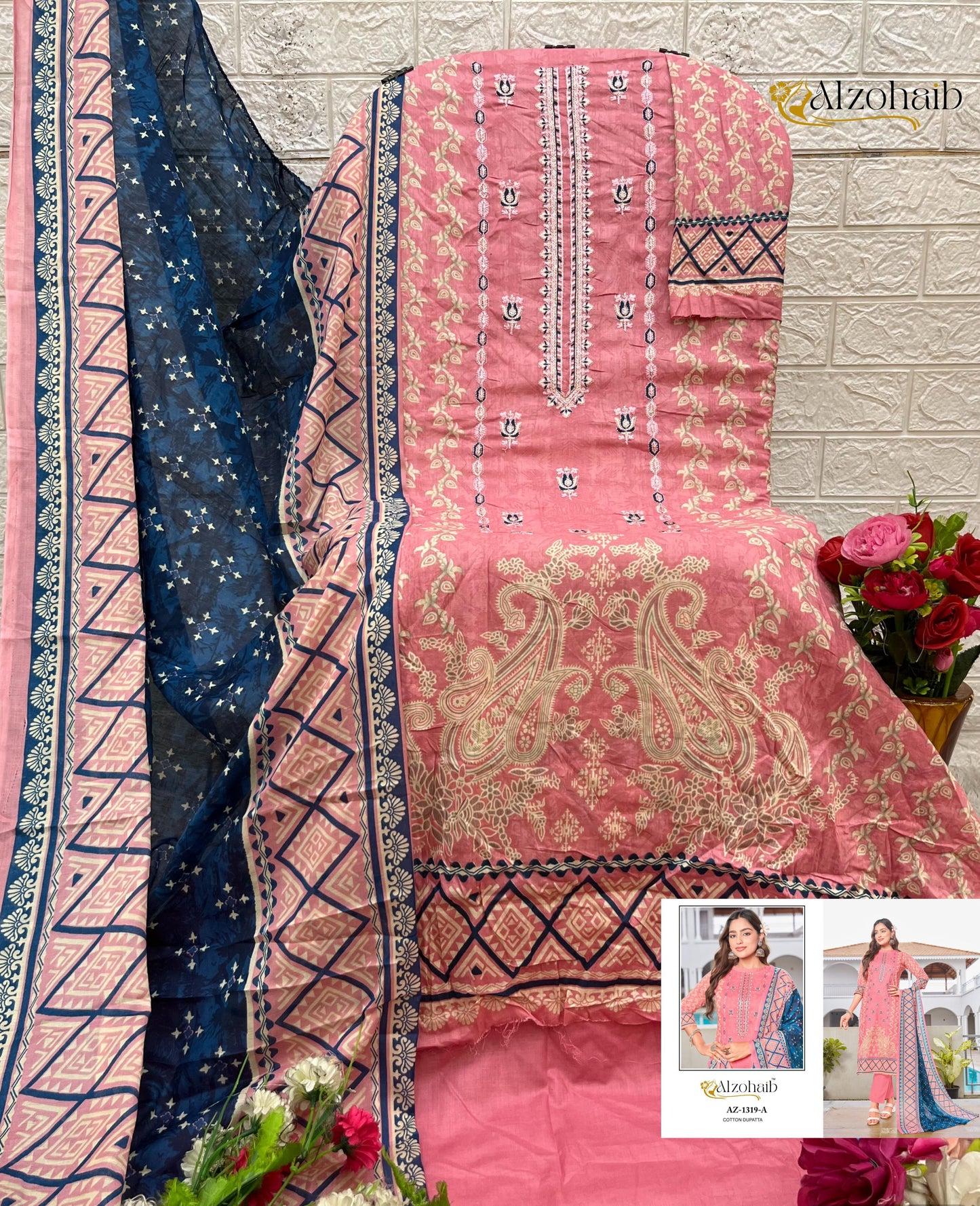 1319A Lamhay Vol 2 Al Zohaib Pure Cotton Pakistani Salwar Suits