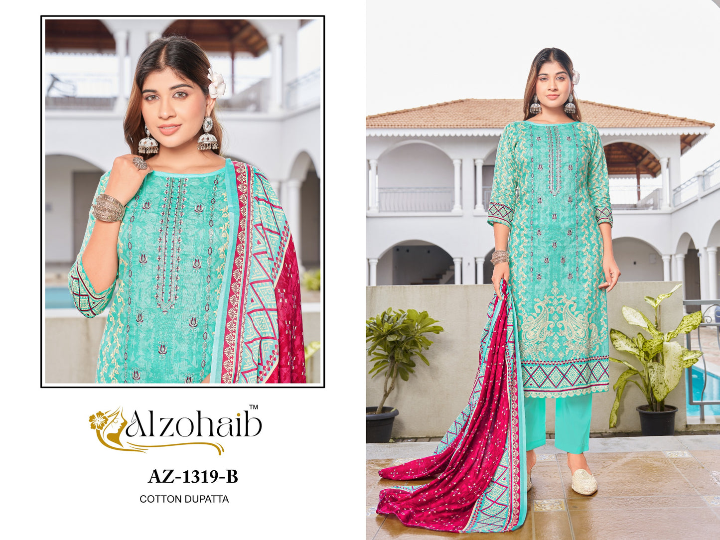 1319B Lamhay Vol 2 Al Zohaib Pure Cotton Pakistani Salwar Suits