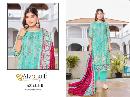 1319B Lamhay Vol 2 Al Zohaib Pure Cotton Pakistani Salwar Suits