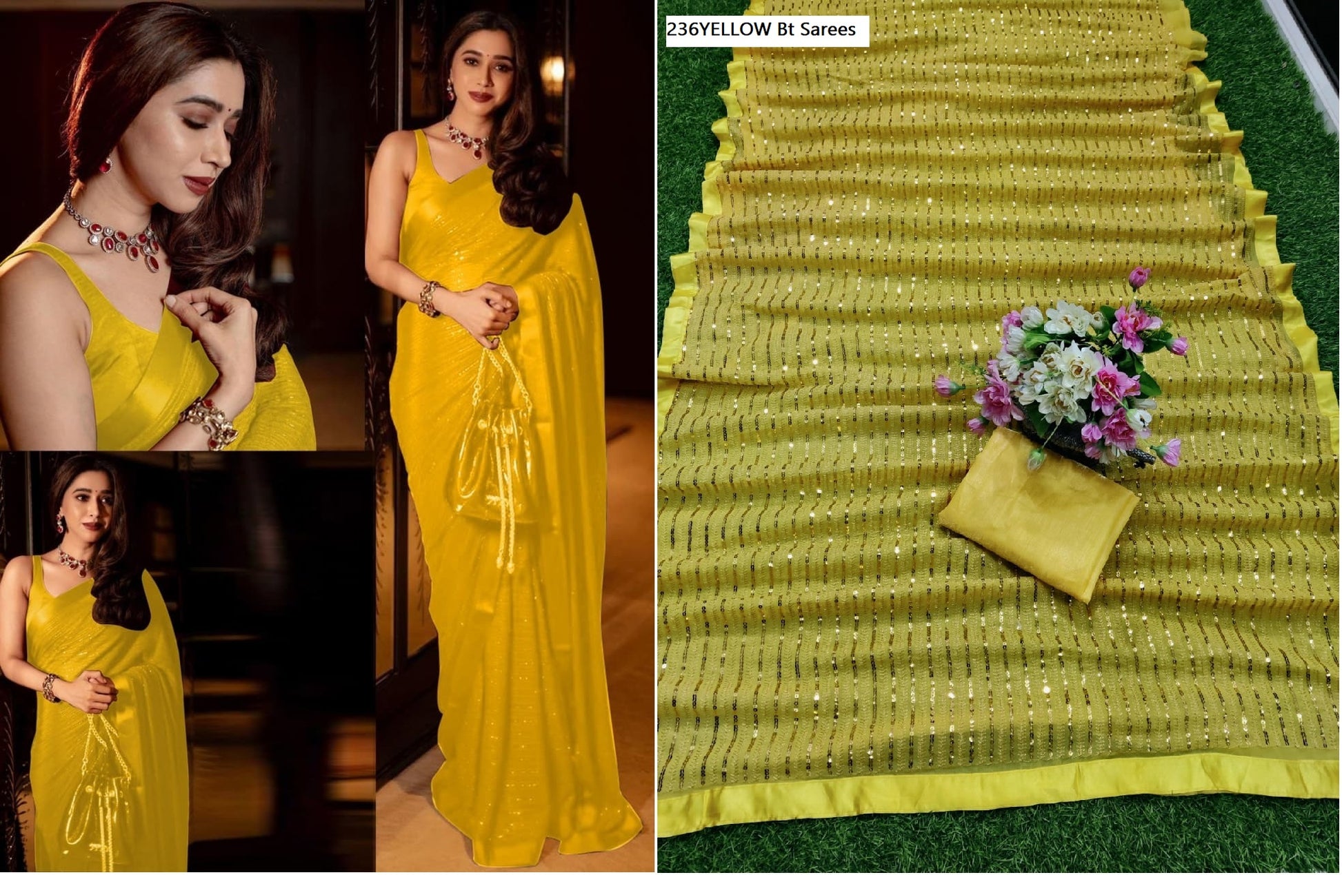 236Yellow Bt Sarees