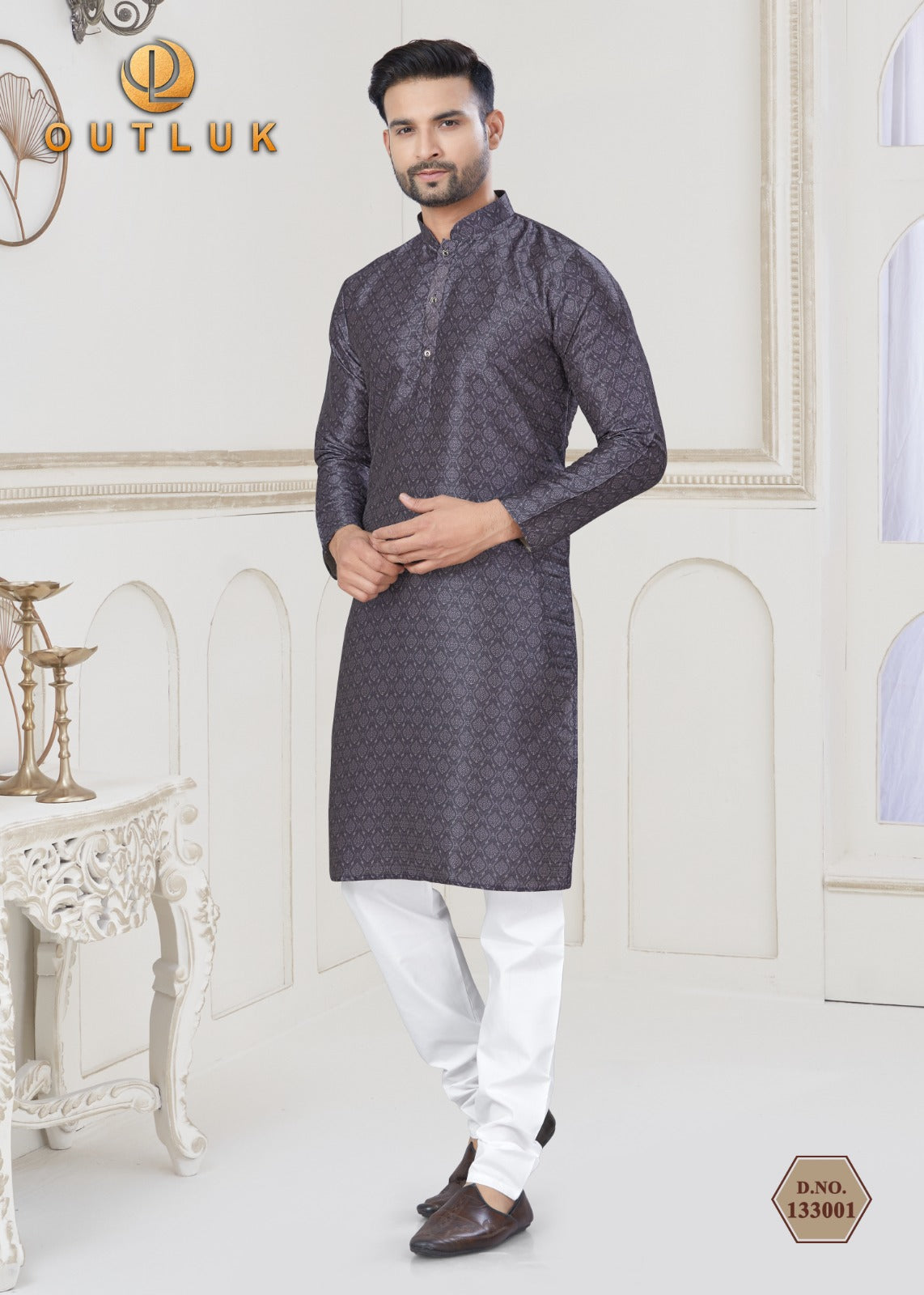 133001 Vol 133 Outluk Jacquard Mens Kurta Pyjama