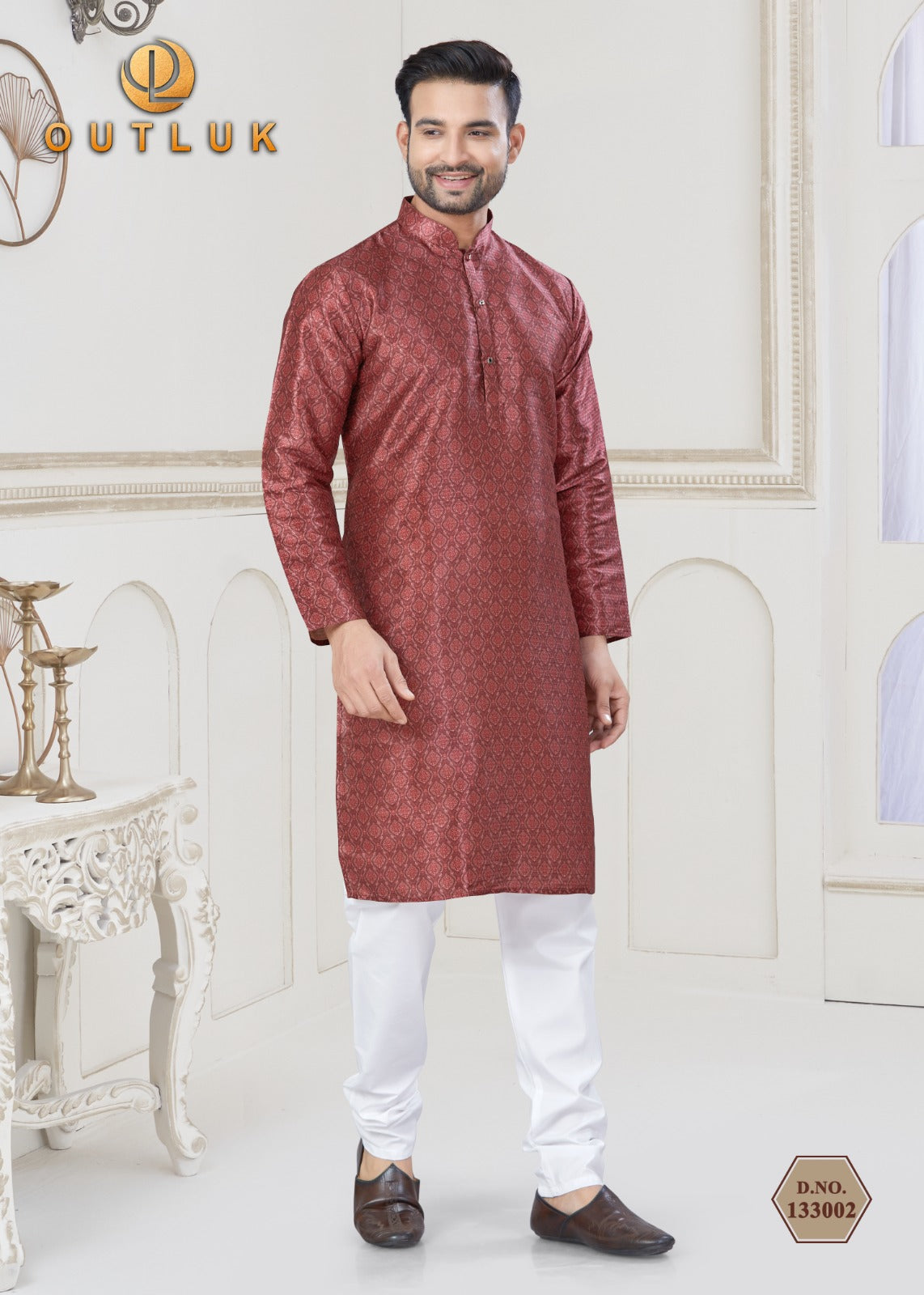 133002 Vol 133 Outluk Jacquard Mens Kurta Pyjama