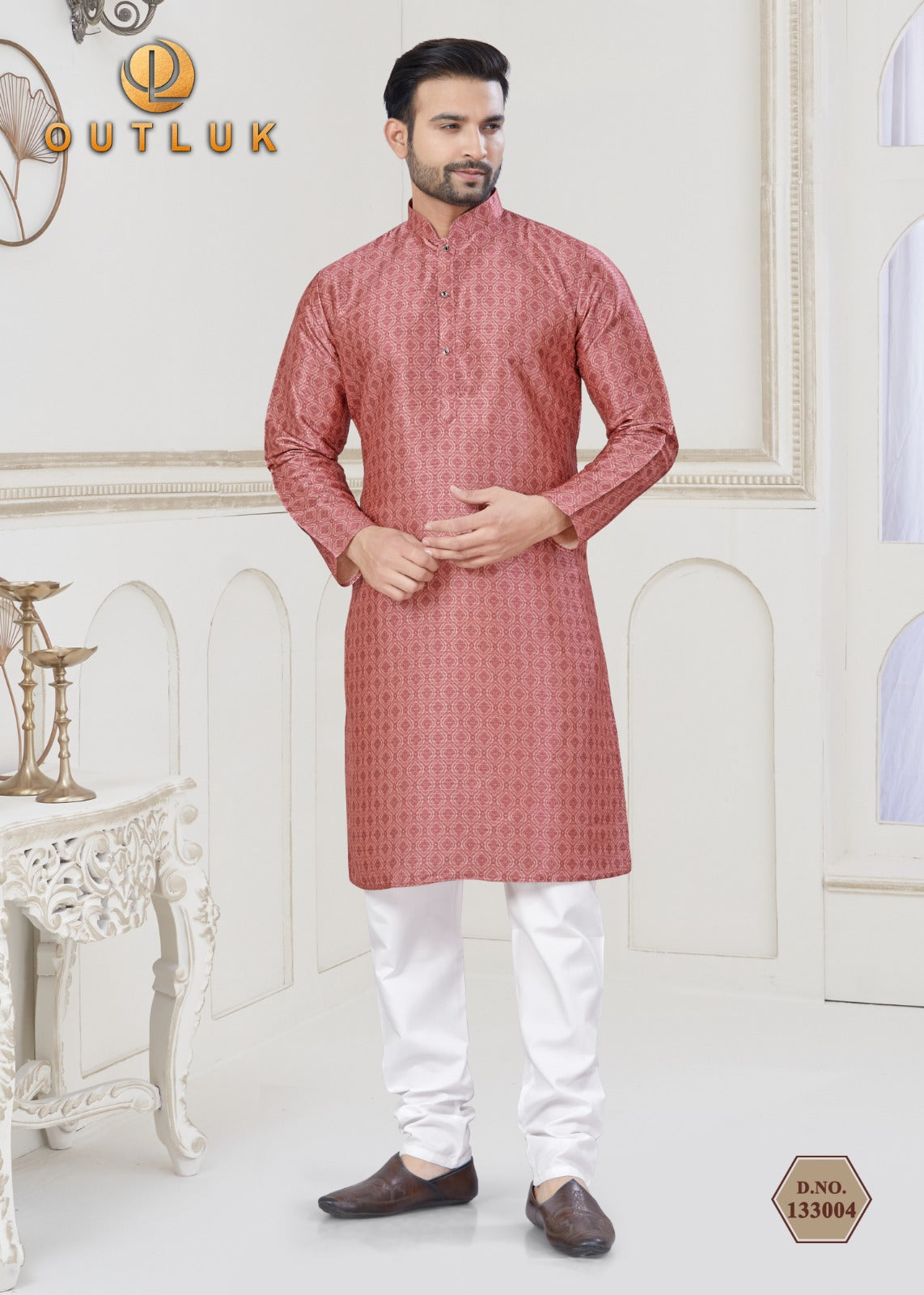 133004 Vol 133 Outluk Jacquard Mens Kurta Pyjama