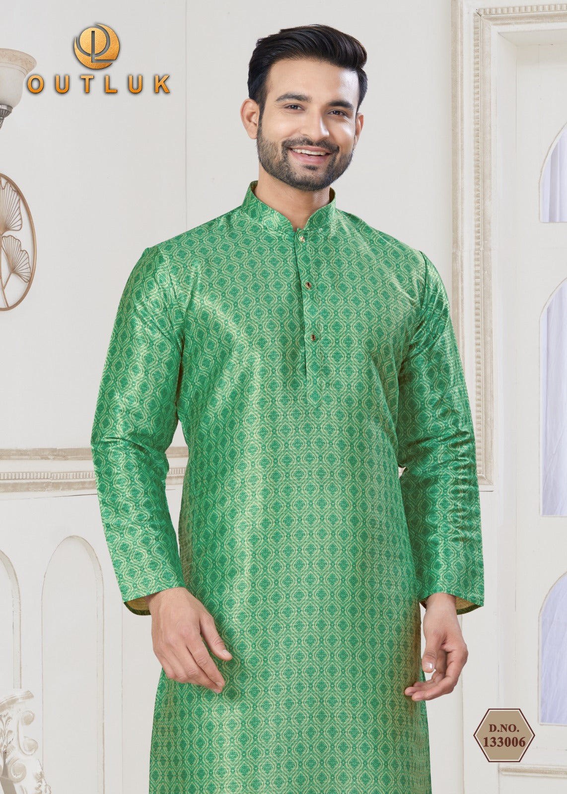 133006 Vol 133 Outluk Jacquard Mens Kurta Pyjama