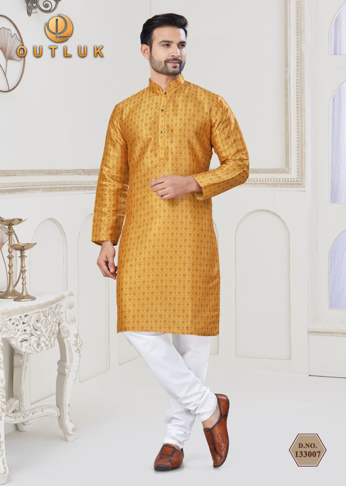 133007 Vol 133 Outluk Jacquard Mens Kurta Pyjama