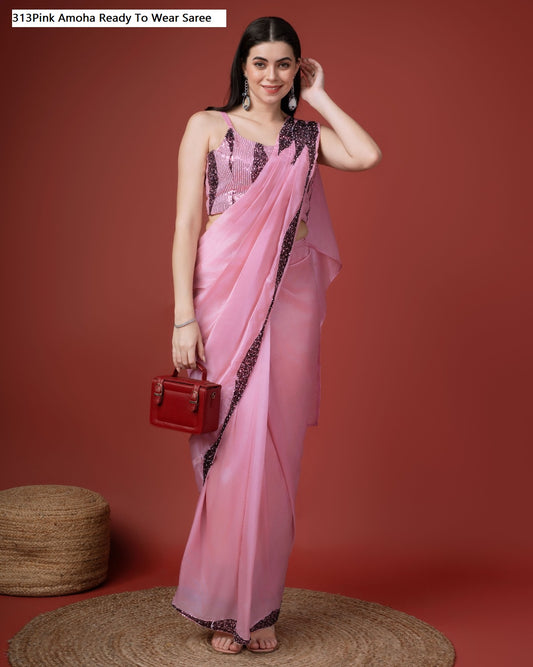 313Pink Amoha Ready To Wear Saree