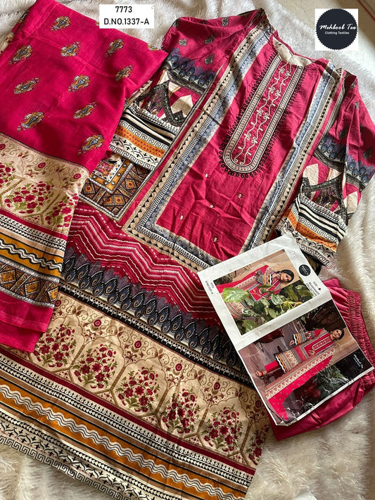 1337-A Mehboob Tex Embroidery Karachi Unstitched Suits