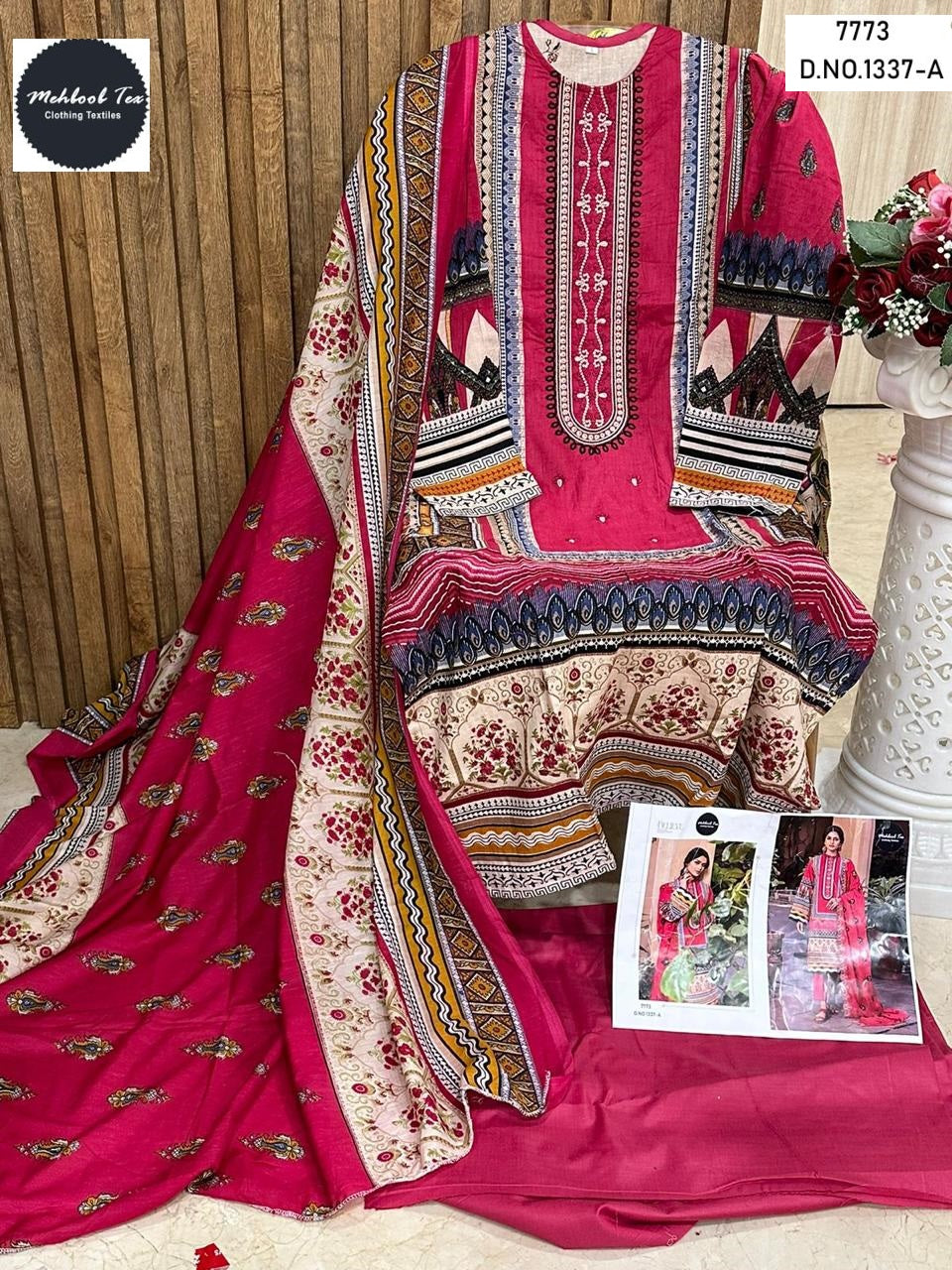 1337-A Mehboob Tex Embroidery Karachi Unstitched Suits