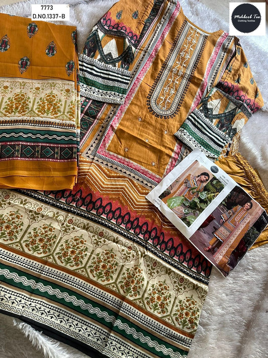 1337-B Mehboob Tex Embroidery Karachi Unstitched Suits