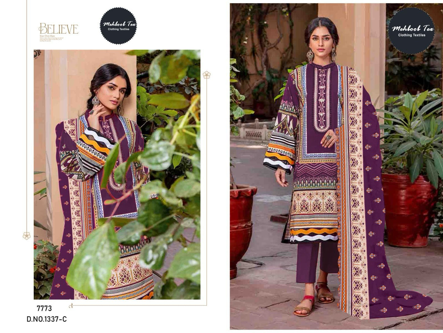 1337-C Mehboob Tex Lawn Pakistani Salwar Suits