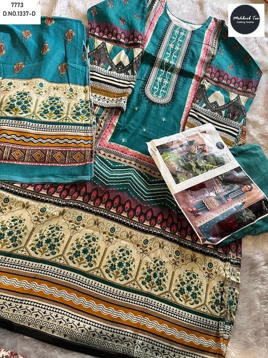 1337-D Mehboob Tex Embroidery Karachi Unstitched Suits