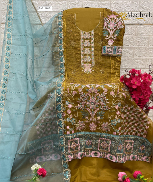 1341-B Al Zohaib Organza Pakistani Salwar Suits