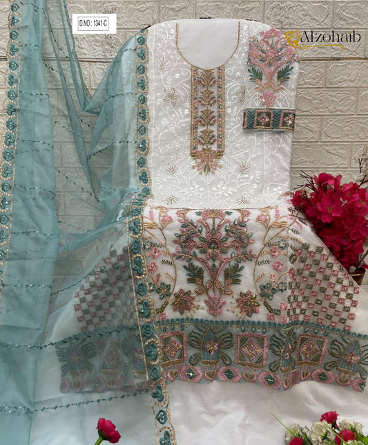 1341-C Al Zohaib Organza Pakistani Salwar Suits