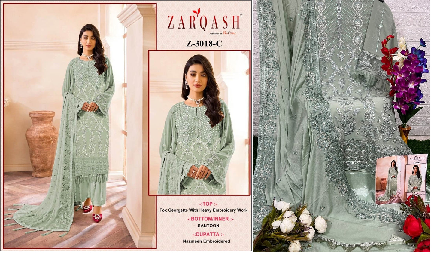 Z-3018-C Zarqash Pakistani Salwar Suits