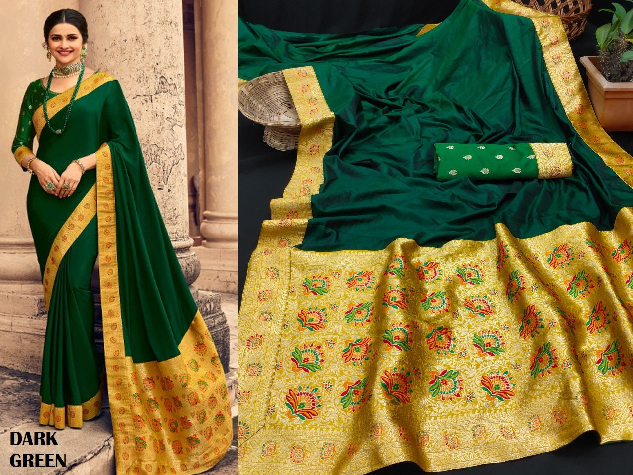 Tanvi Dark Green Jr Creation Sarees