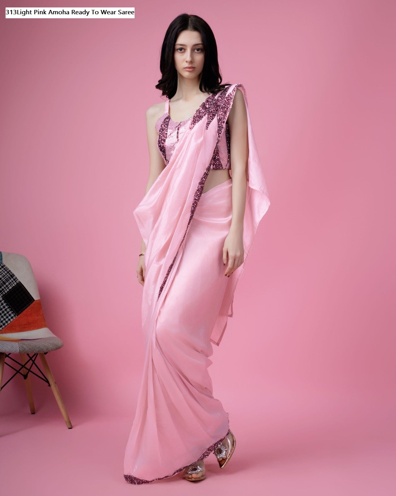 313Light Pink Amoha Ready To Wear Saree