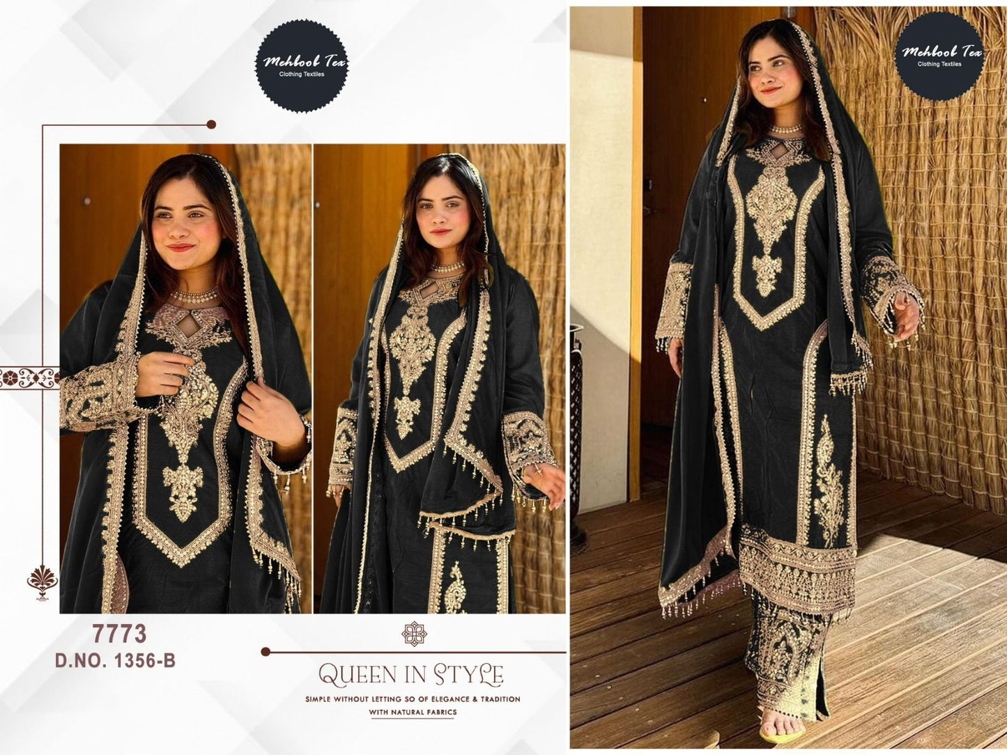 1356B Mehboob Tex Sequence Work Pakistani Readymade Suits