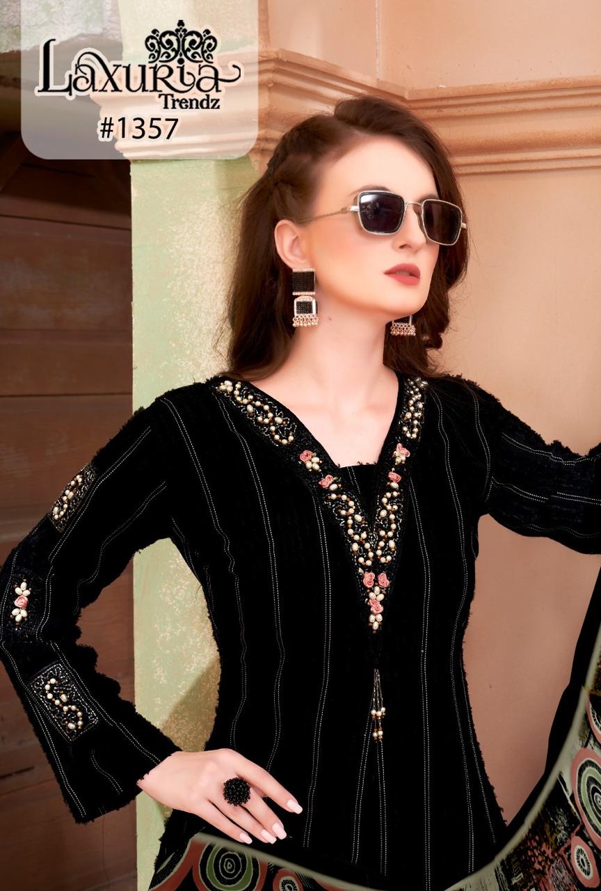 1357 Black Laxuria Trendz Tunic Pakistani Readymade Suits
