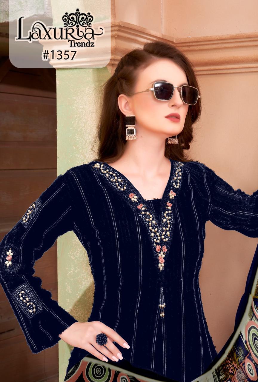 1357 Navy Blue Laxuria Trendz Tunic Pakistani Readymade Suits