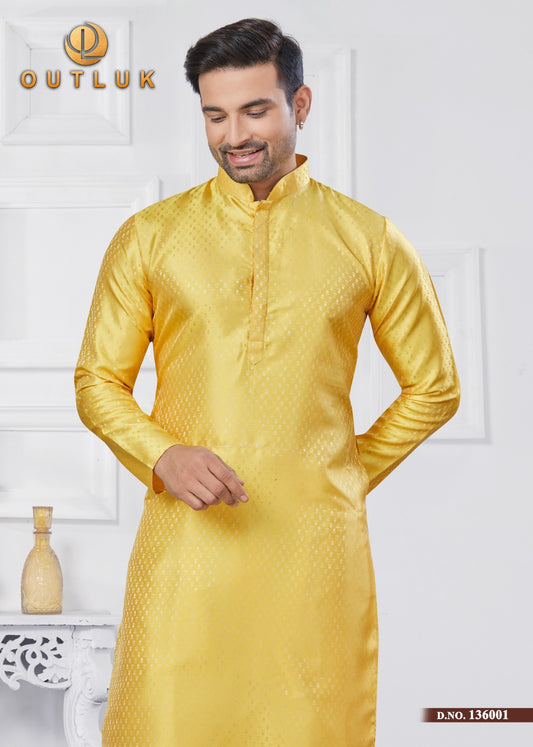 136001 Vol 136 Outluk Jacquard Silk Mens Kurta Pyjama