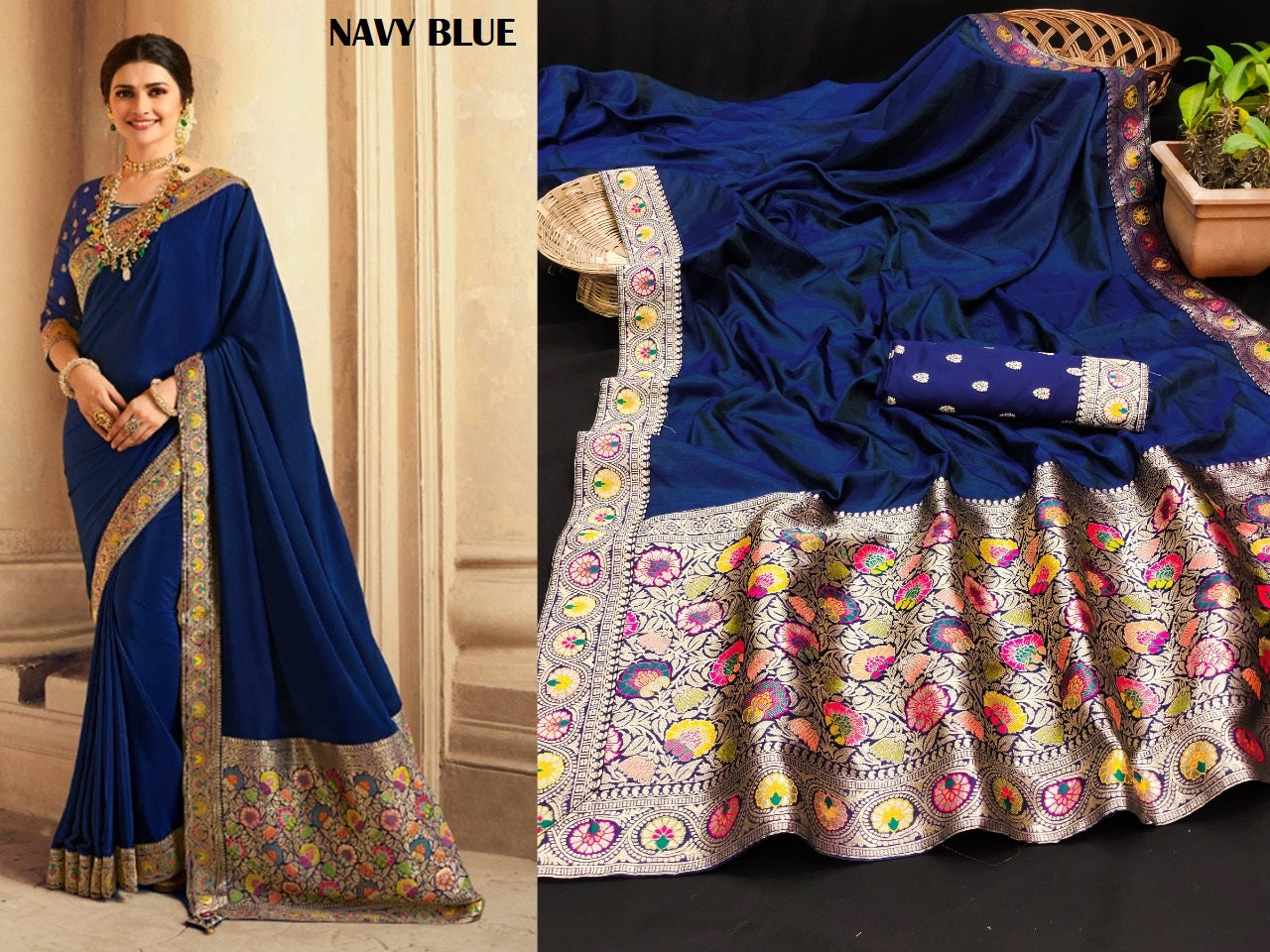 Tanvi Navy Blue Jr Creation Sarees