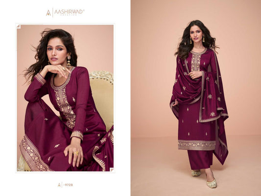 9728 Hiva Aashirwad Creation Unstitched Suits