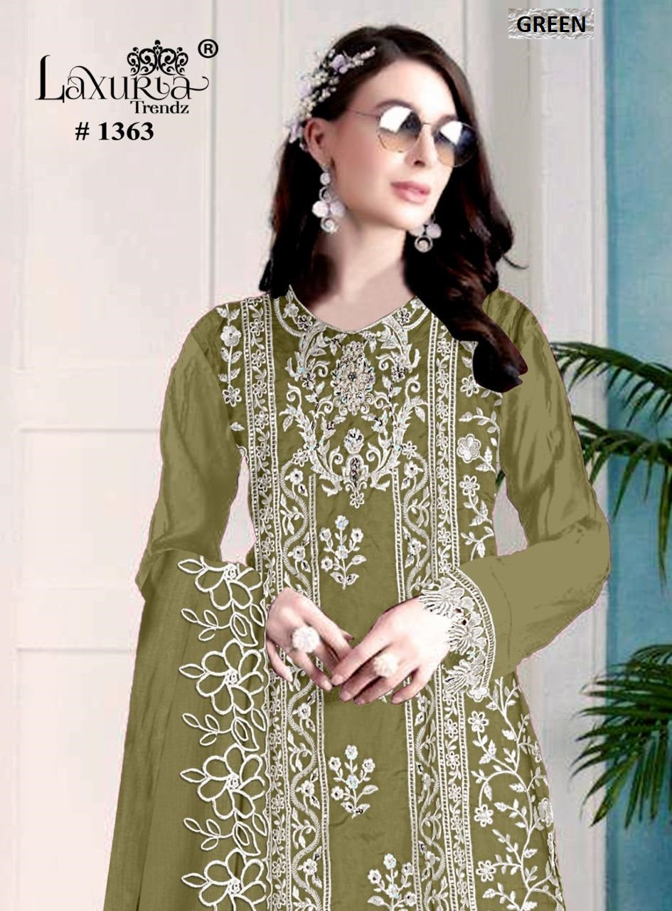 1363 Green Laxuria Trendz Organza Pakistani Readymade Suits