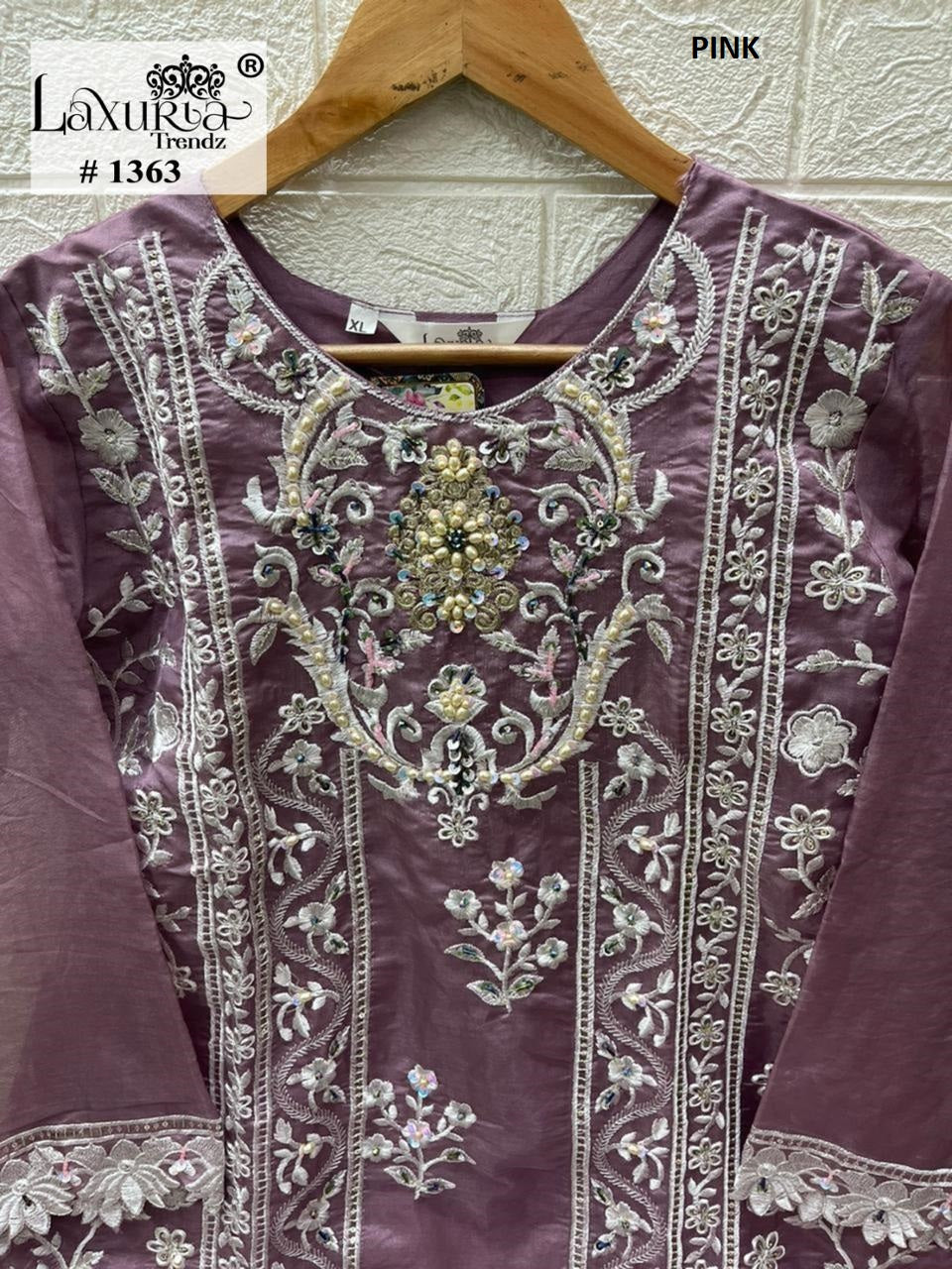 1363 Pink Laxuria Trendz Organza Pakistani Readymade Suits