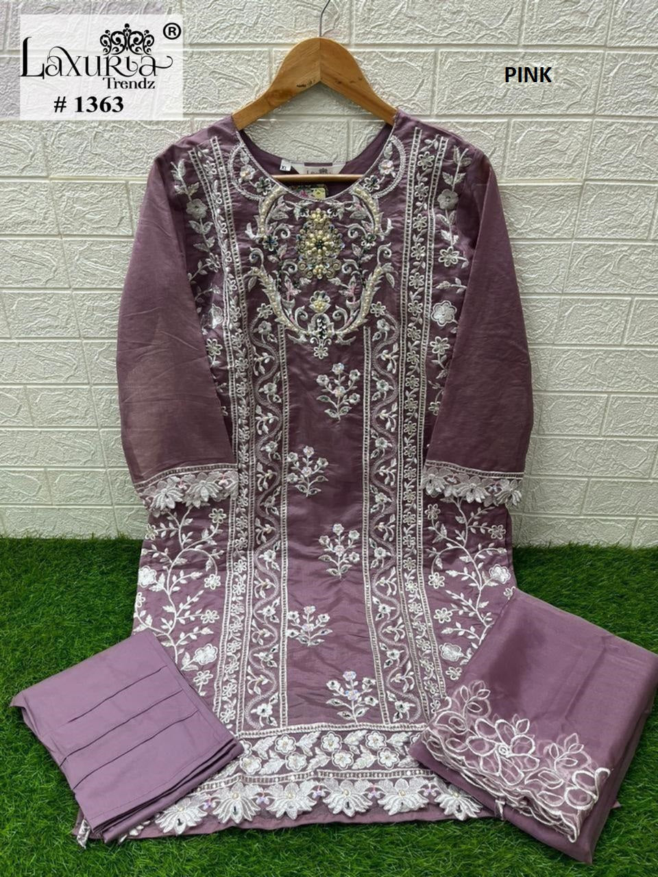 1363 Pink Laxuria Trendz Organza Pakistani Readymade Suits