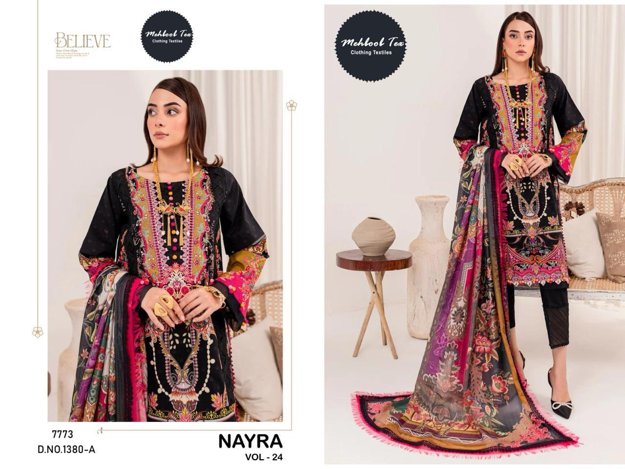 1380-A Nayra Vol 24 Mehboob Tex Heavy Cotton Pakistani Salwar Suits