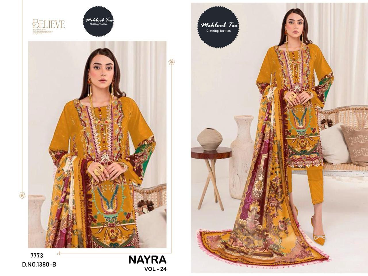1380-B Nayra Vol 24 Mehboob Tex Heavy Cotton Pakistani Salwar Suits
