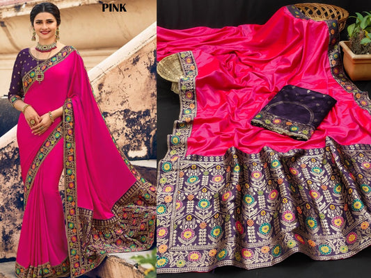 Tanvi Pink Jr Creation Sarees