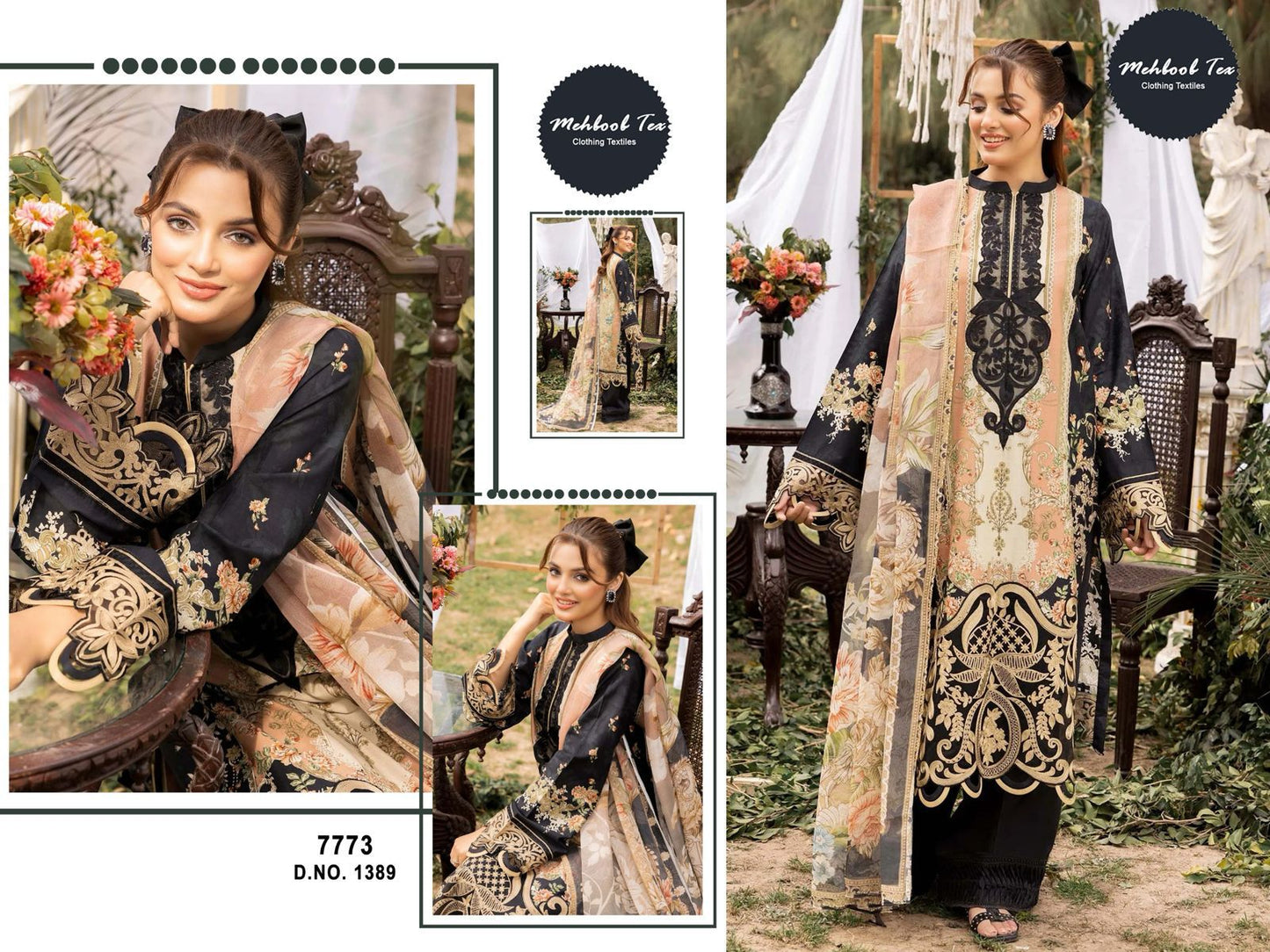 1389 Mehboob Tex Embroidery Pakistani Patch Suits