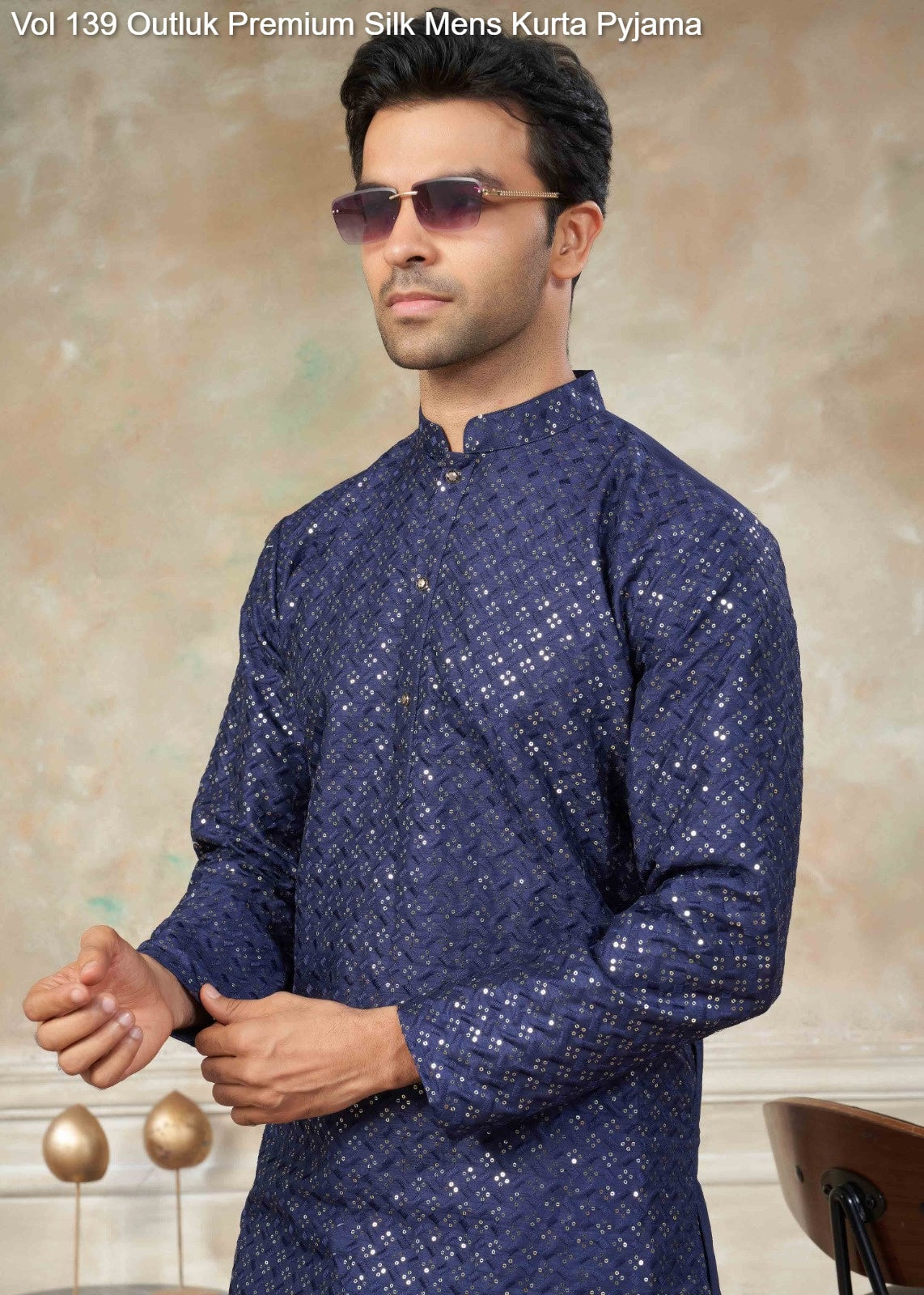 139002 Vol 139 Outluk Premium Silk Mens Kurta Pyjama
