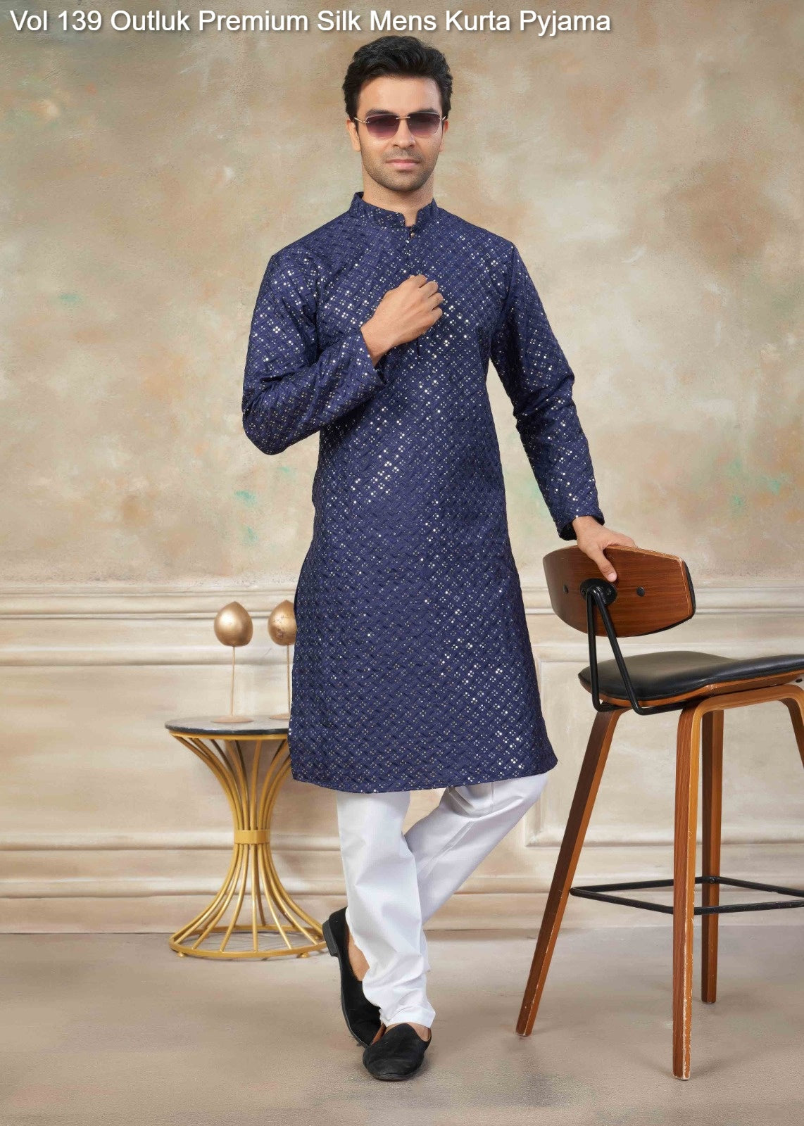 139002 Vol 139 Outluk Premium Silk Mens Kurta Pyjama