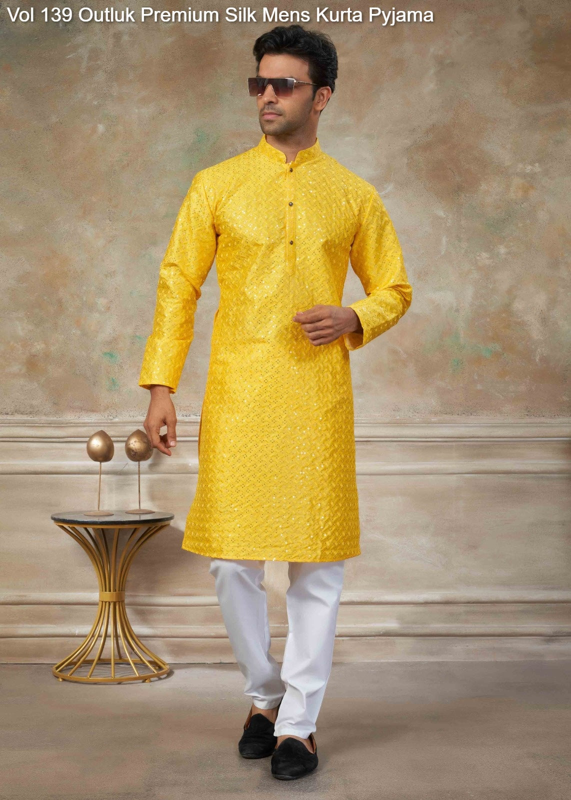 139004 Vol 139 Outluk Premium Silk Mens Kurta Pyjama