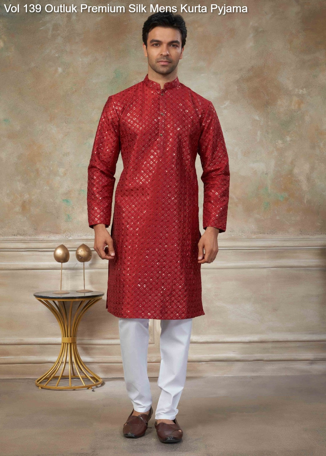 139005 Vol 139 Outluk Premium Silk Mens Kurta Pyjama