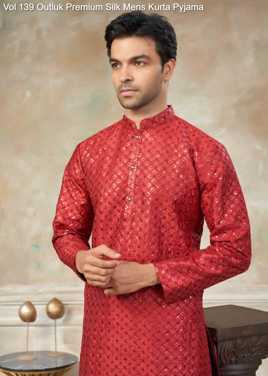 139005 Vol 139 Outluk Premium Silk Mens Kurta Pyjama