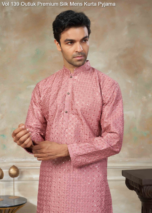 139006 Vol 139 Outluk Premium Silk Mens Kurta Pyjama