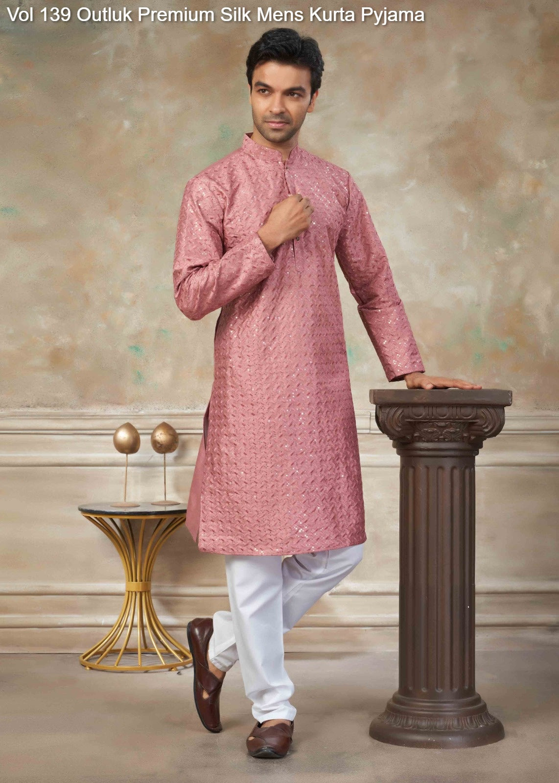 139006 Vol 139 Outluk Premium Silk Mens Kurta Pyjama
